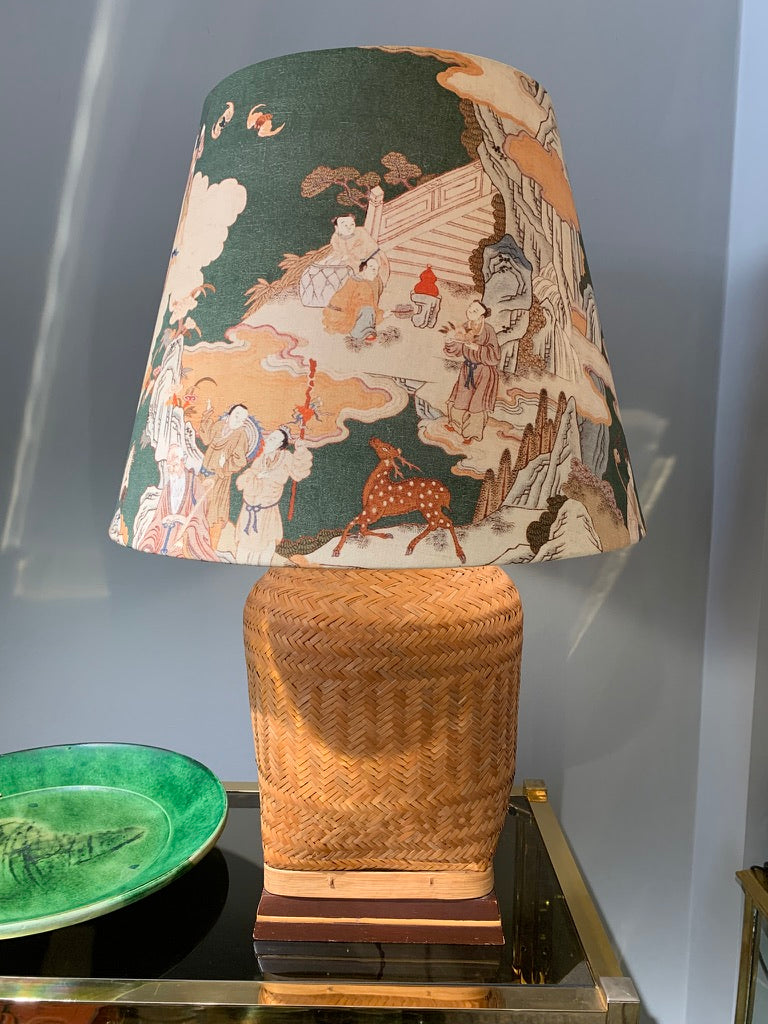 Large Vintage Rattan Table Lamp