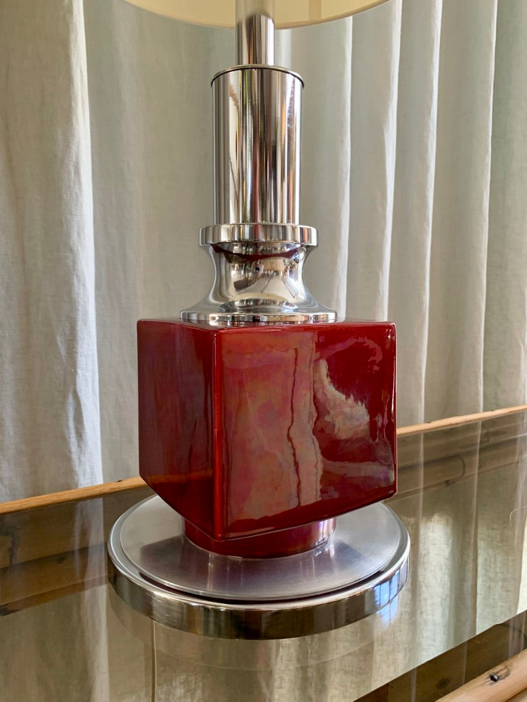 Vintage Chrome and Ceramic Table Lamp