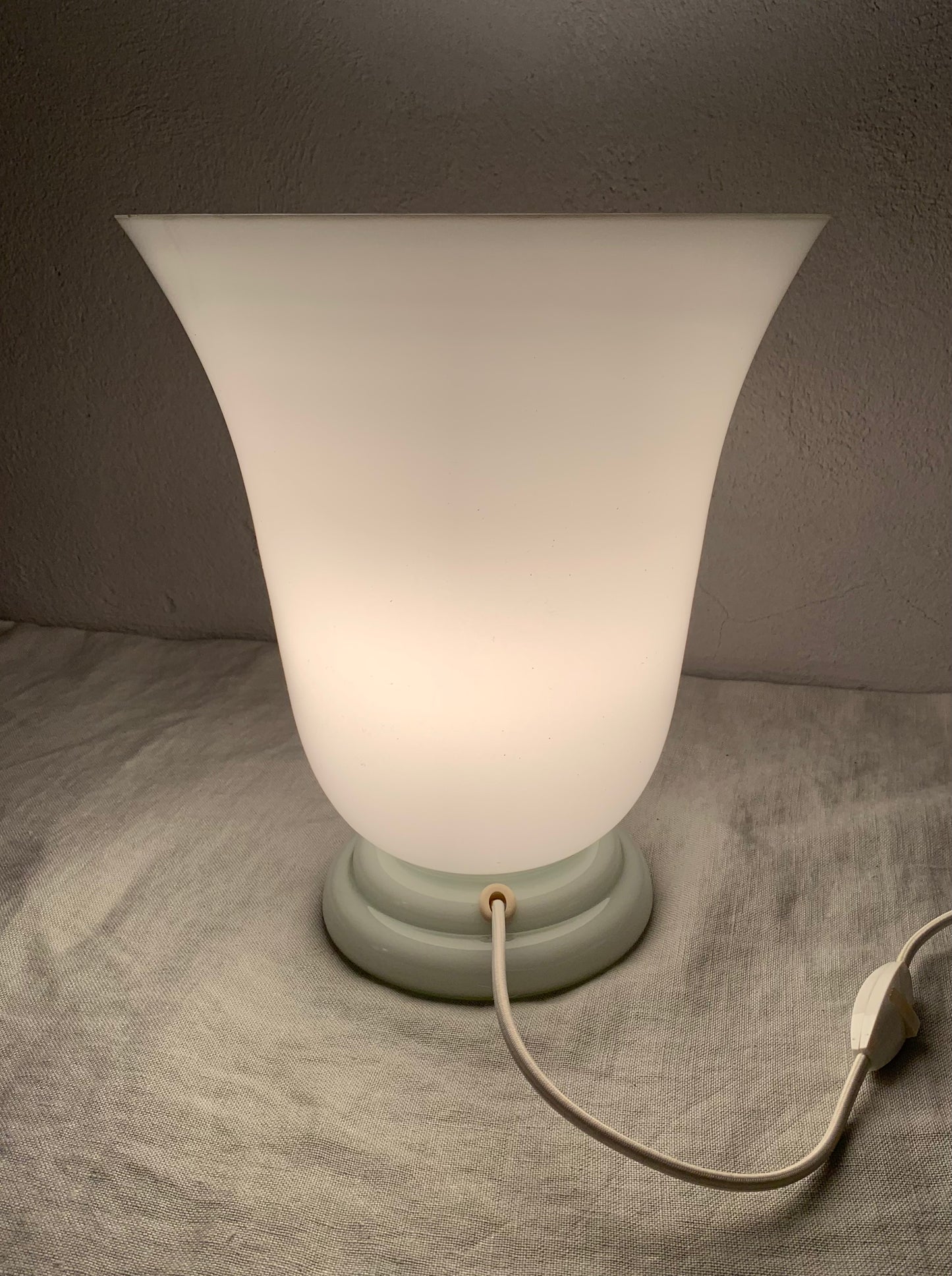 1970's French "Torchiere" Opaline Glass Table Lamp by CVV Vianne