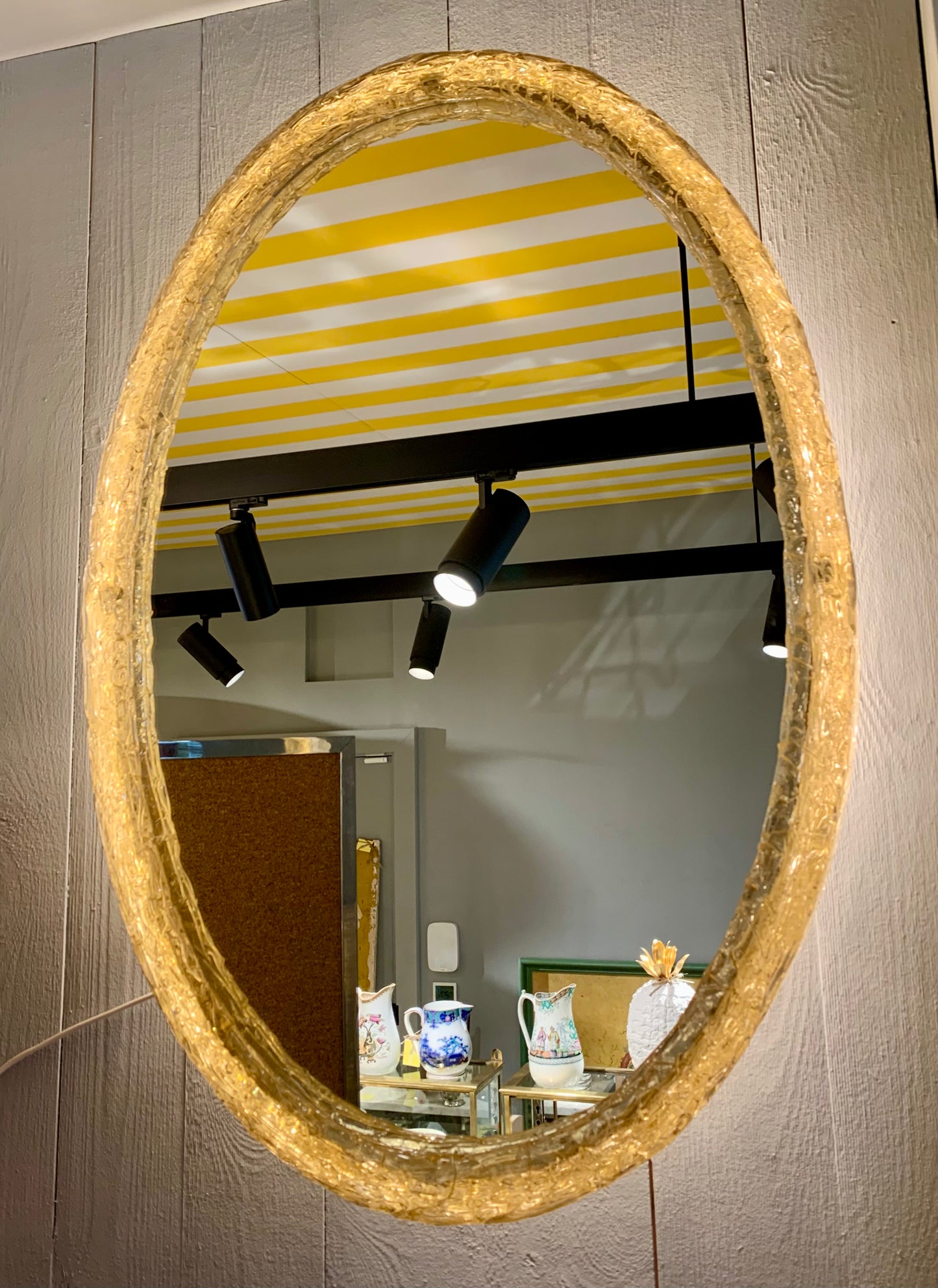 1970s Resin Frame Oval Mirror