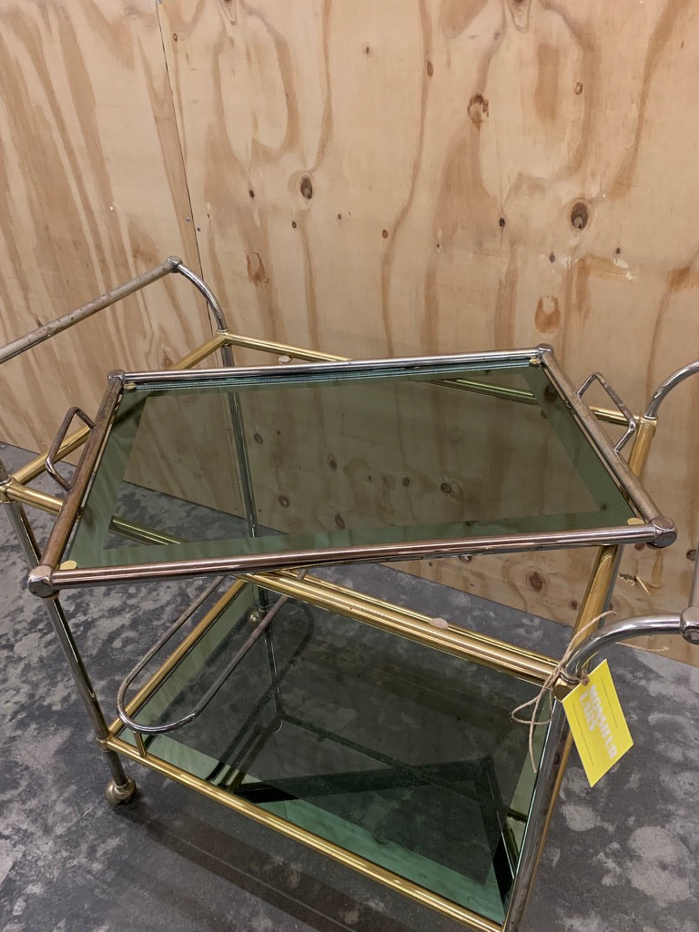 Brass/Chrome Hollywood Regency Style Drinks Trolley
