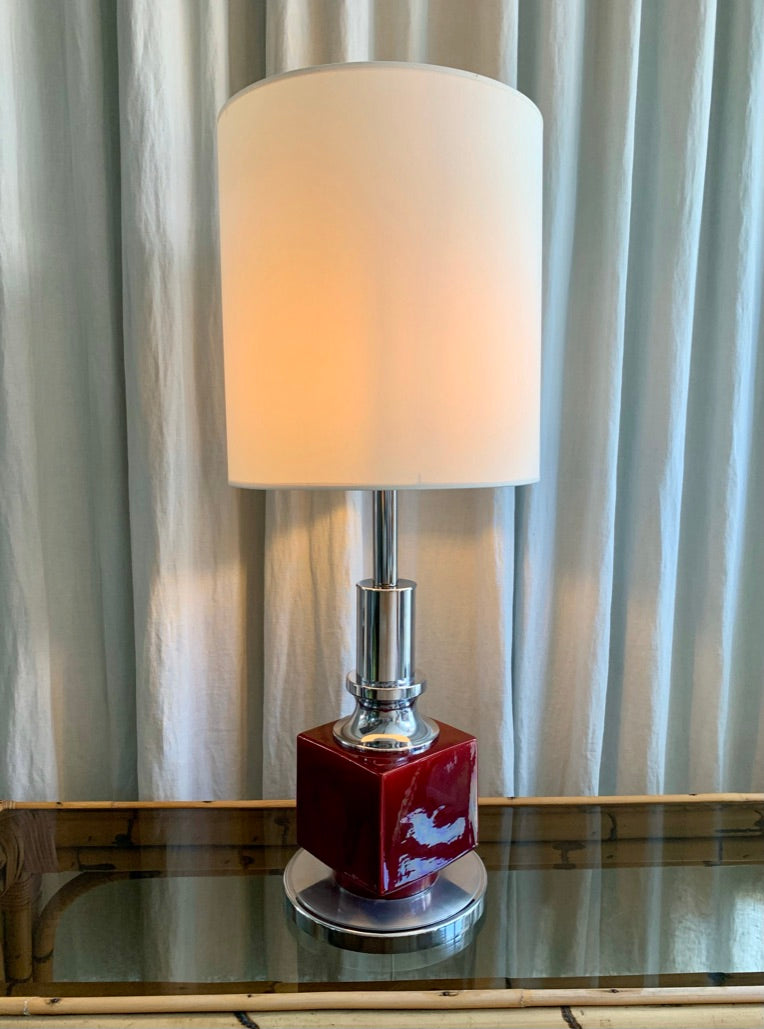 Vintage Chrome and Ceramic Table Lamp