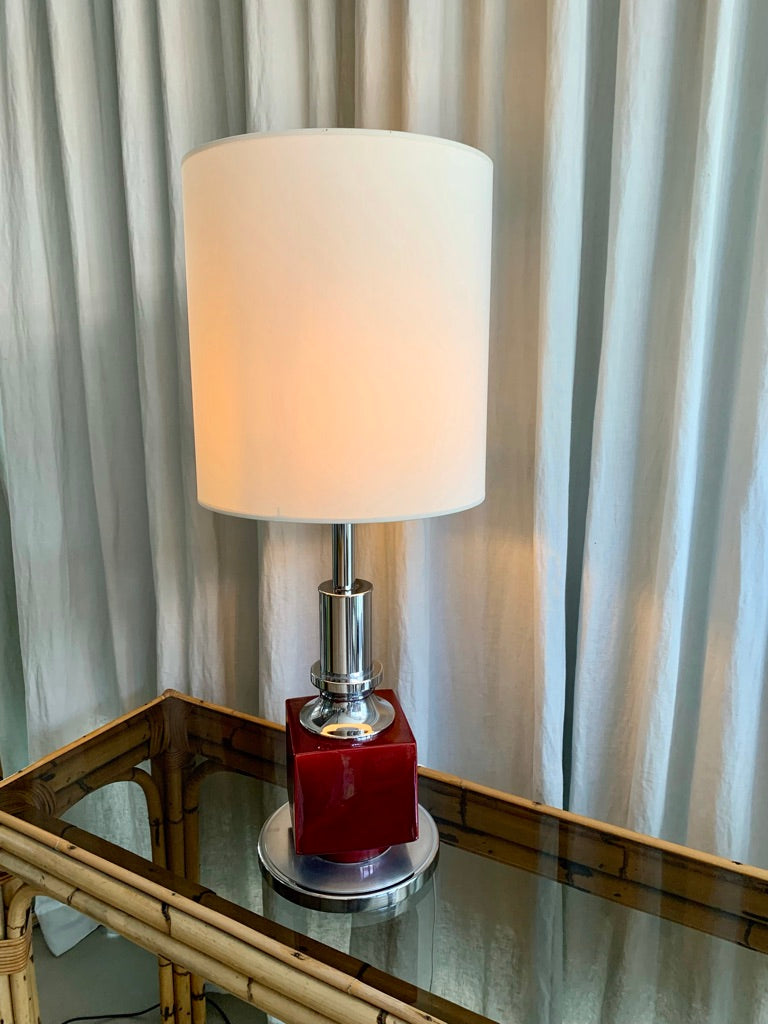 Vintage Chrome and Ceramic Table Lamp