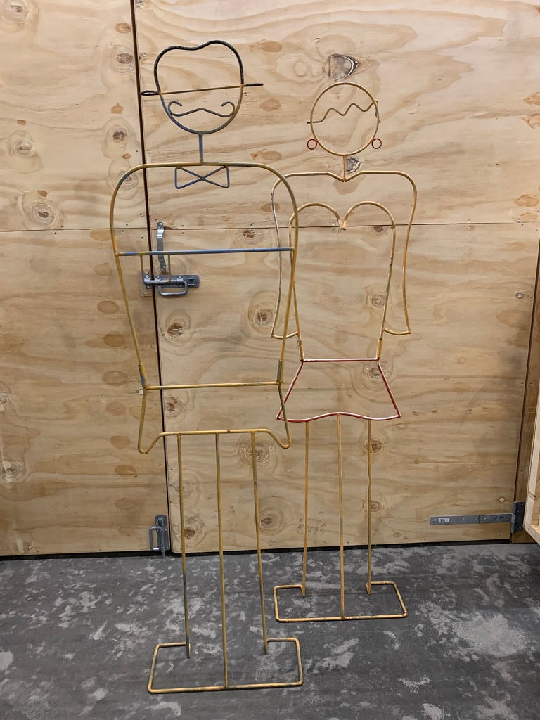 pair of metal sculptures
