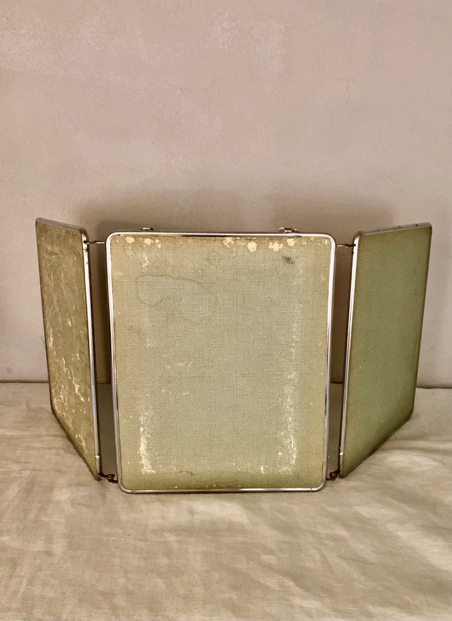 French Chrome Trifold Mirror