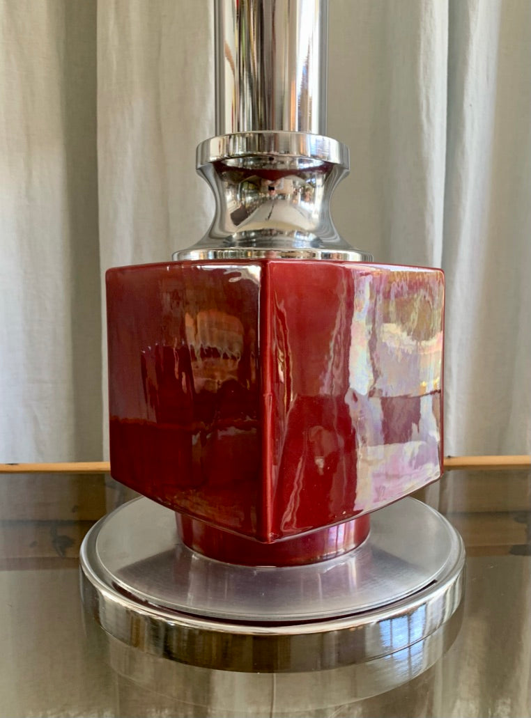 Vintage Chrome and Ceramic Table Lamp