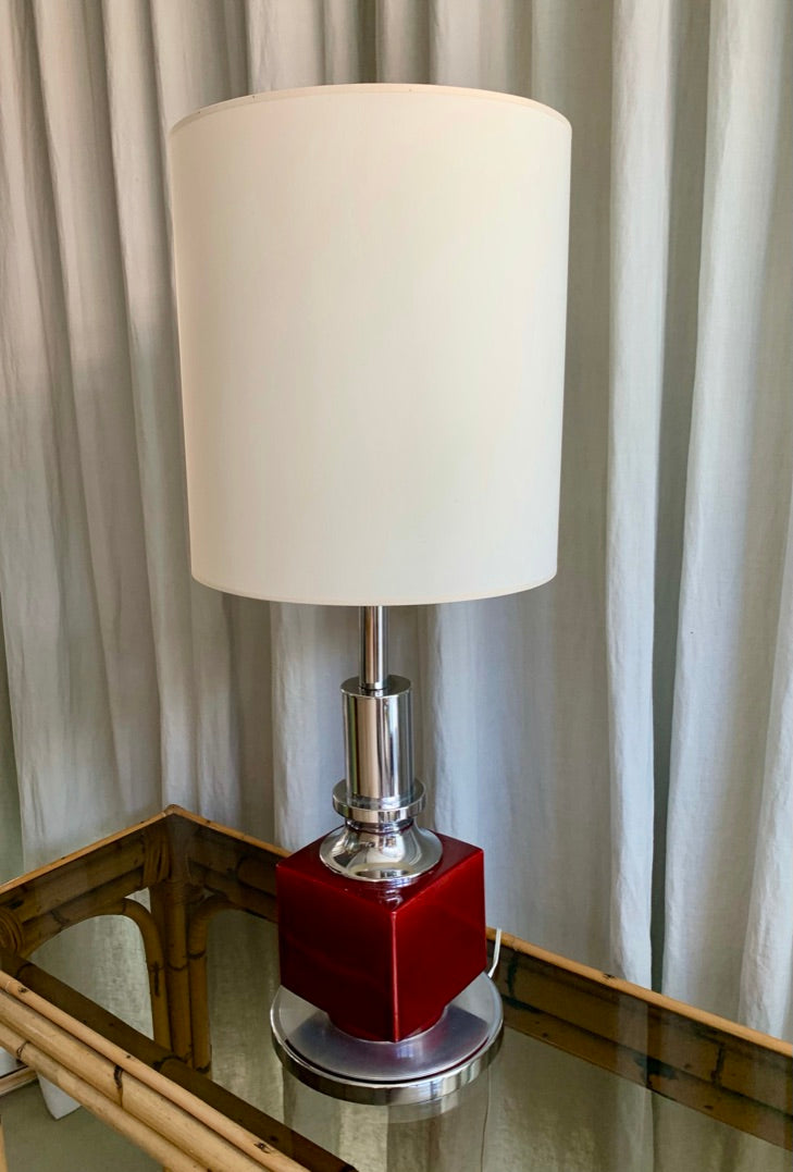 Vintage Chrome and Ceramic Table Lamp