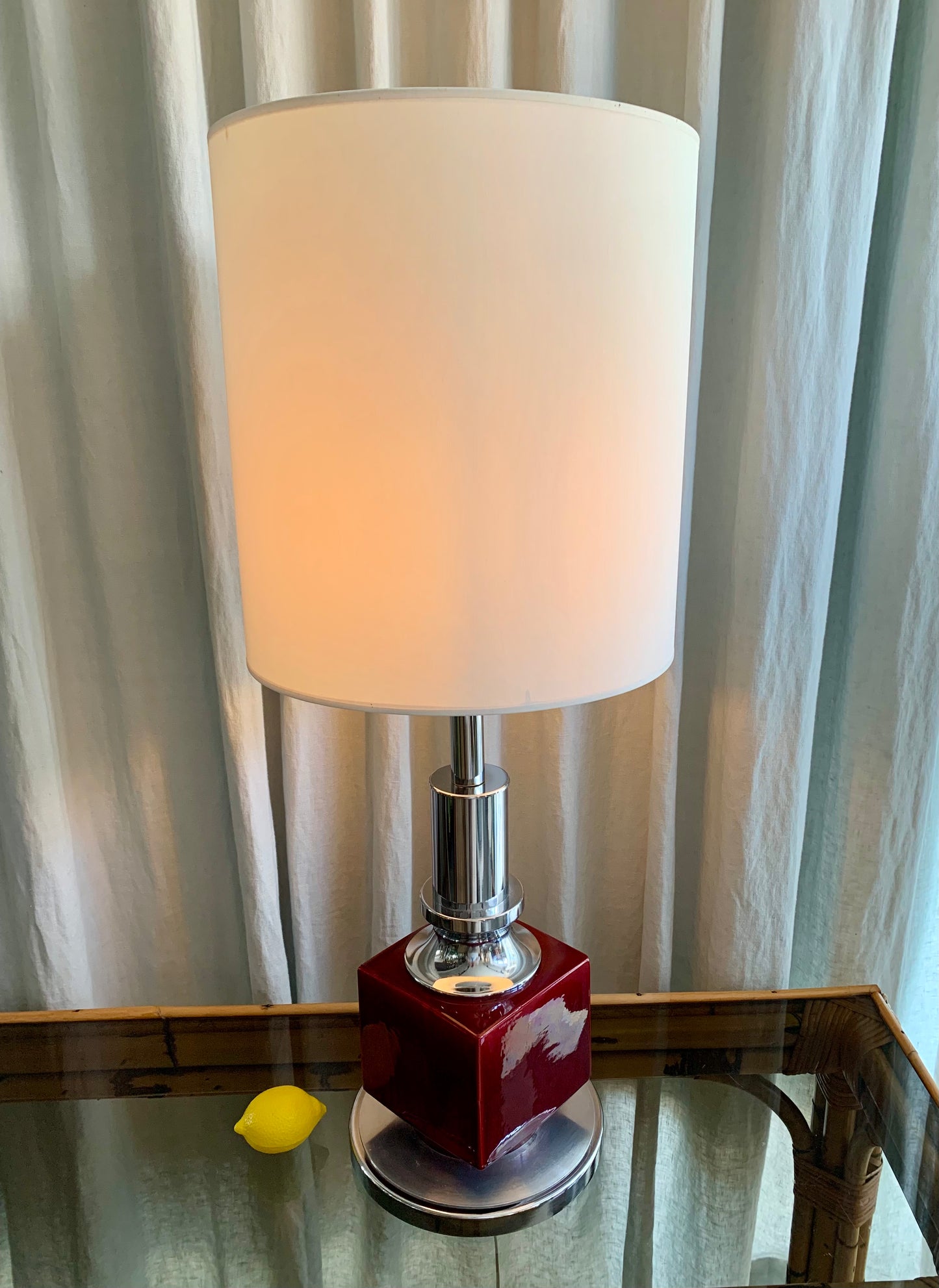 Vintage Chrome and Ceramic Table Lamp