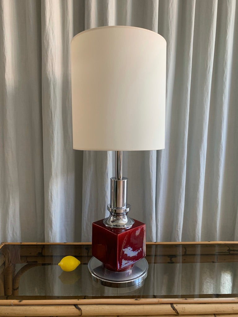Vintage Chrome and Ceramic Table Lamp