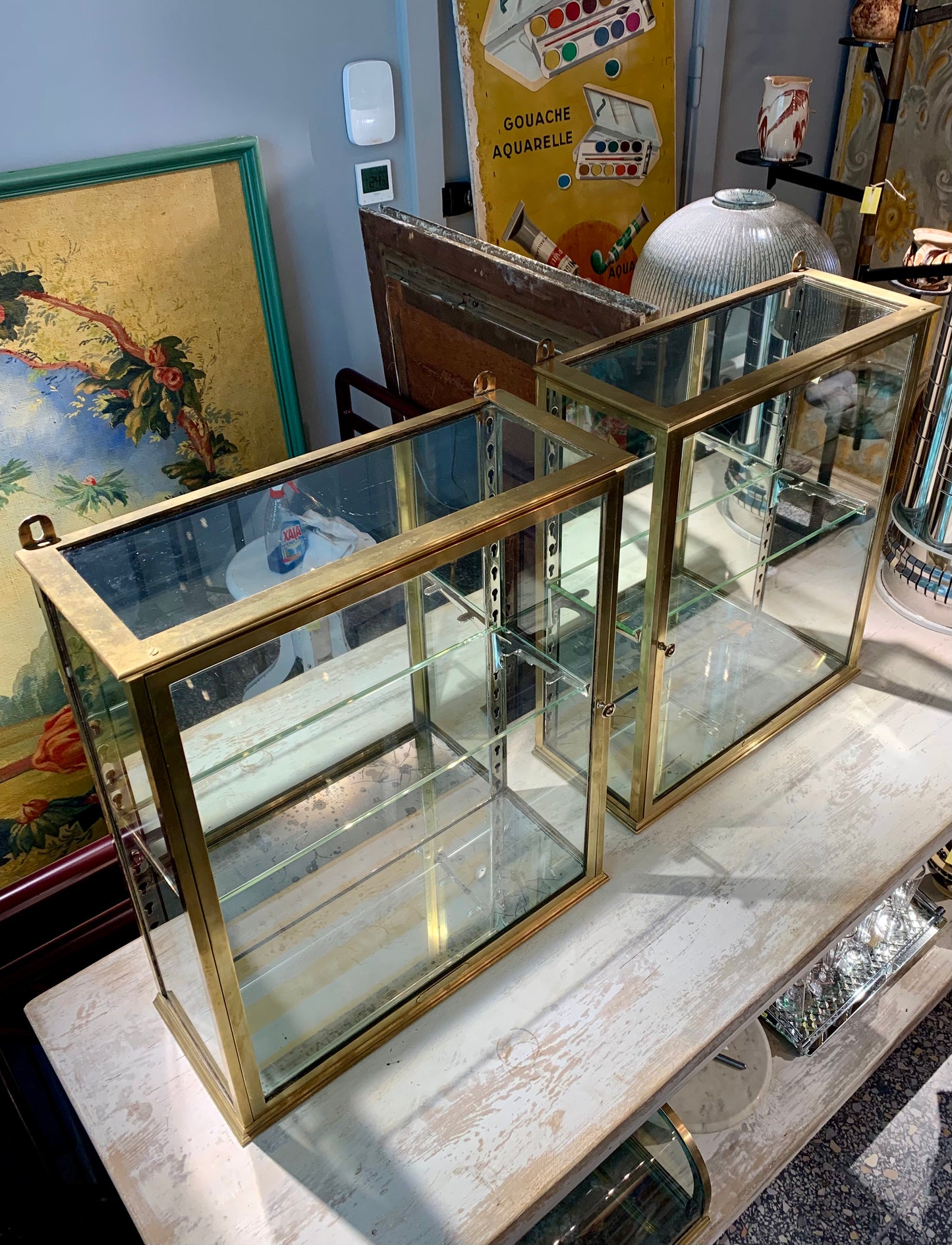 Brass Wall Display Cabinet