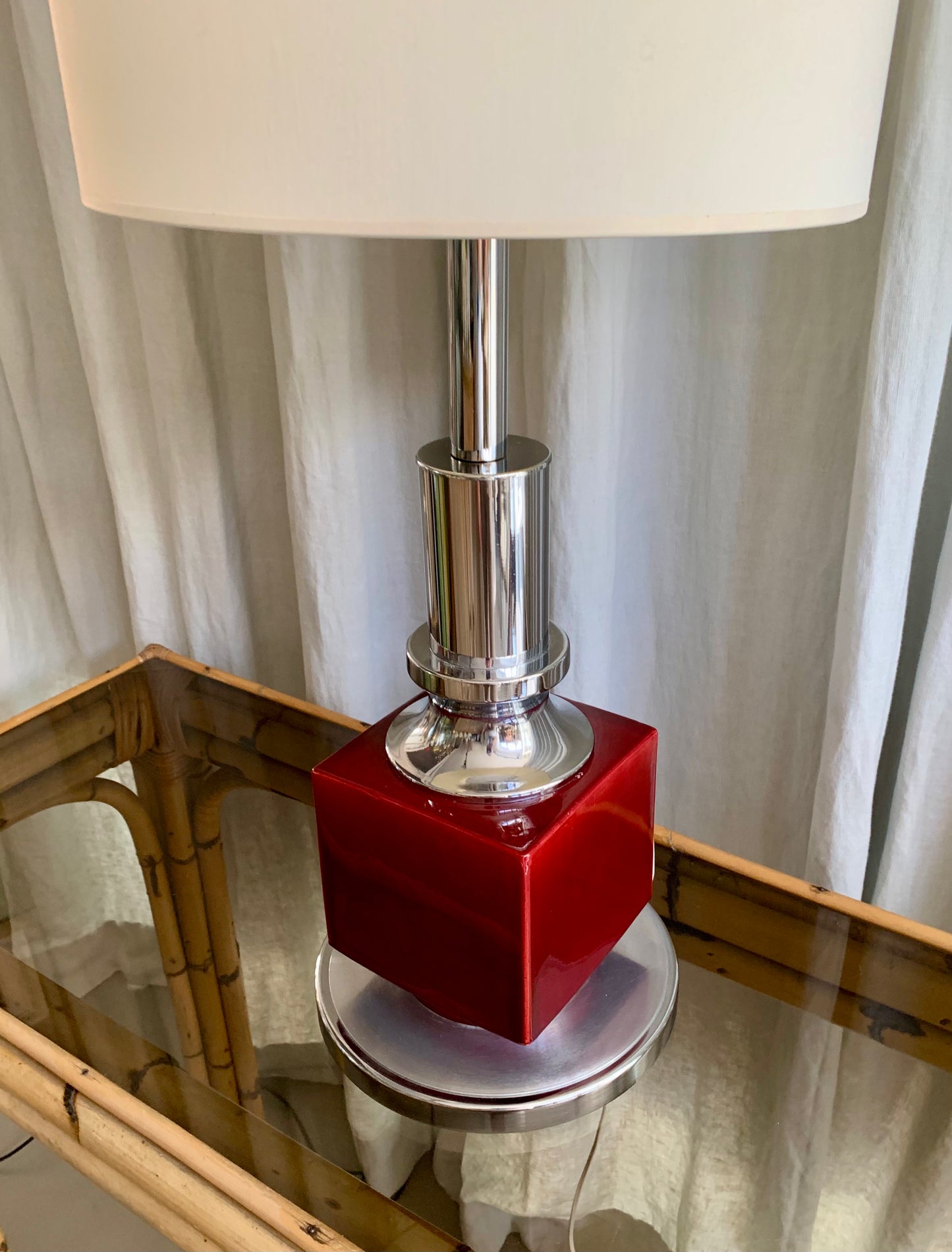Vintage Chrome and Ceramic Table Lamp