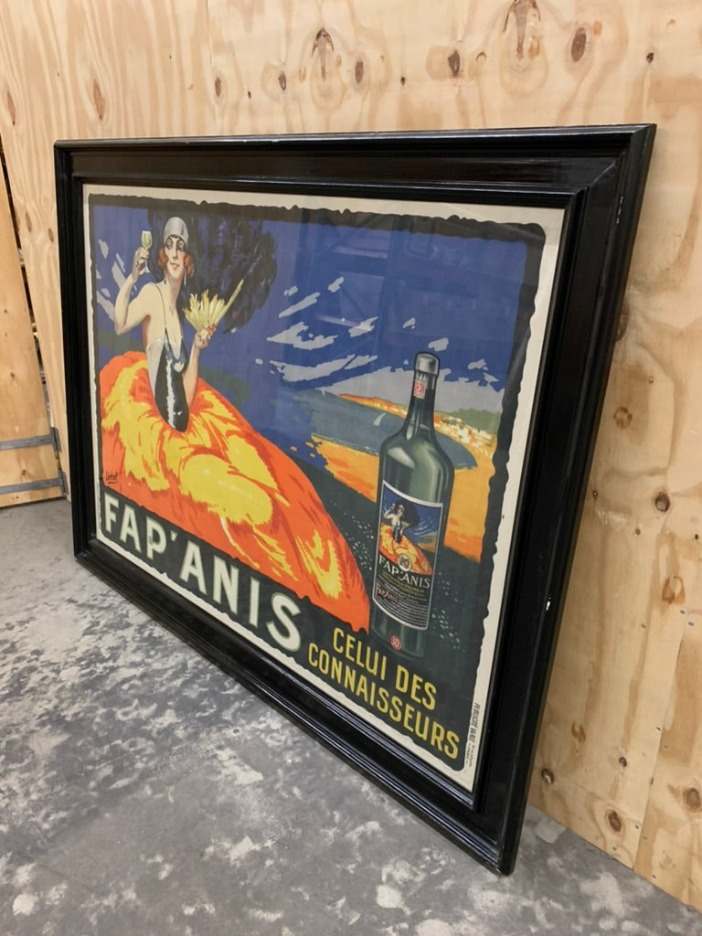 Large Antique French Commercial Poster - Framed