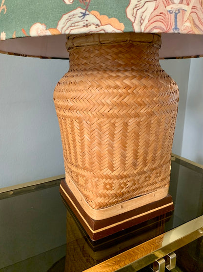 Large Vintage Rattan Table Lamp