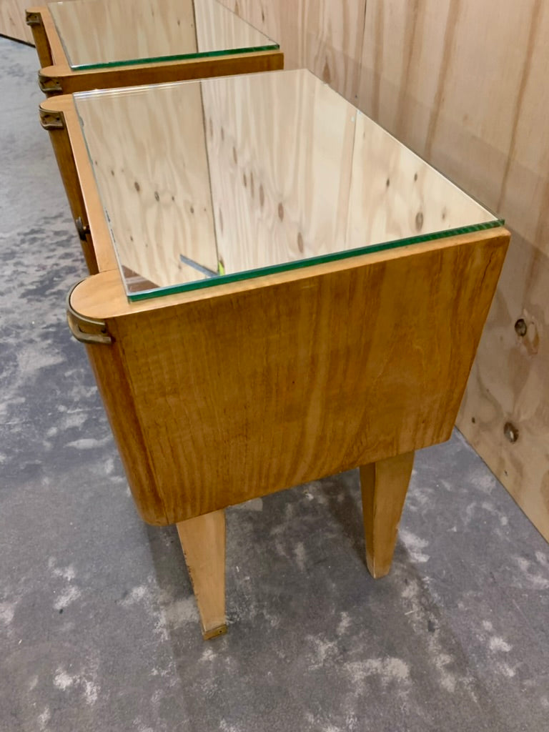 Pair of 1940's Satin Wood Bed Side Tables