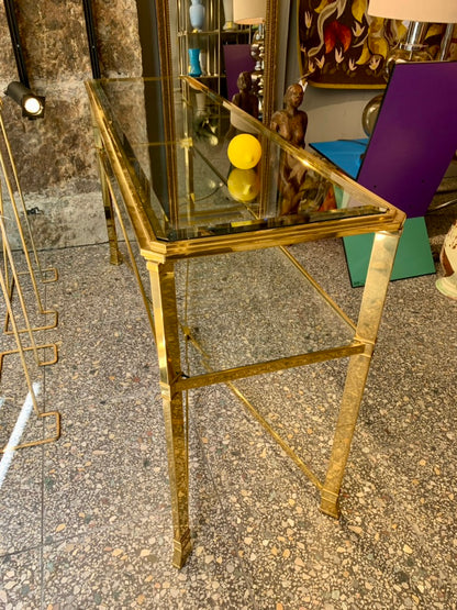 Hollywood Regency La Barge Style Brass Console