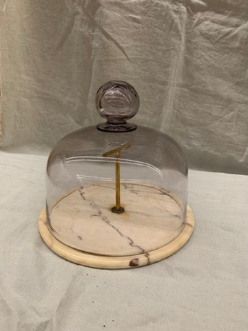 Marble cheeseboard with glass bell