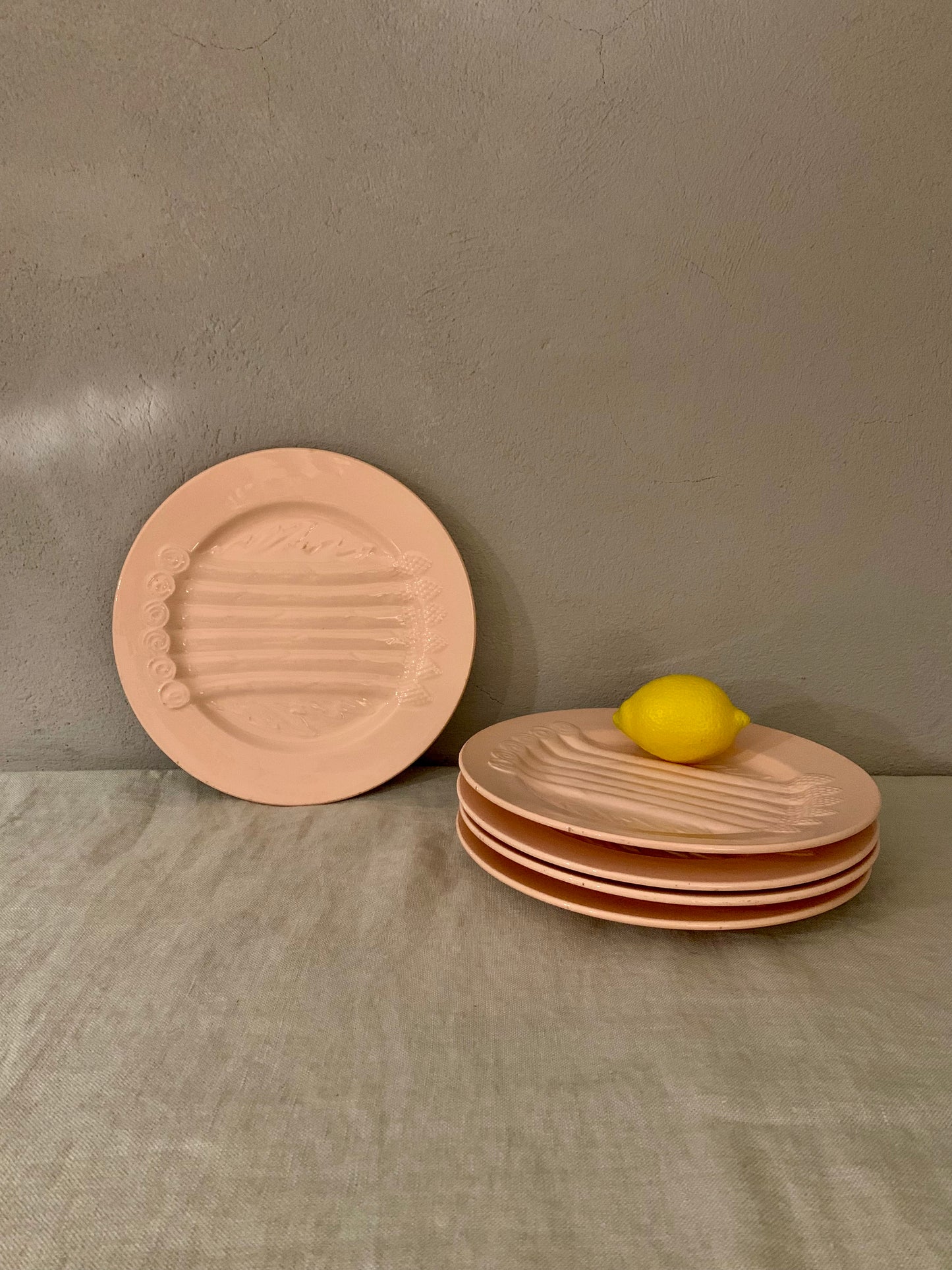 Pink Earthenware Asparagus Plate