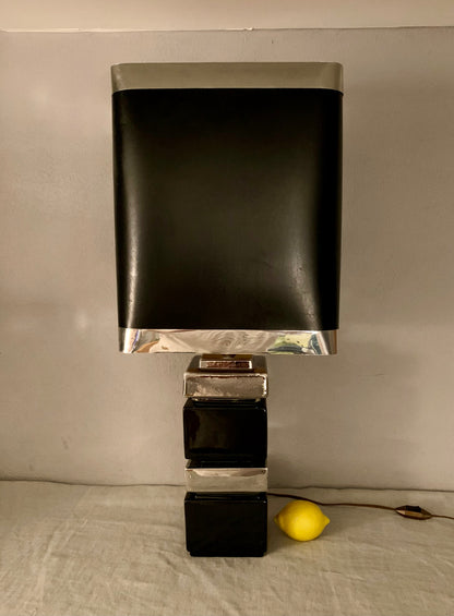 French Vintage Black/Silver Table Lamp