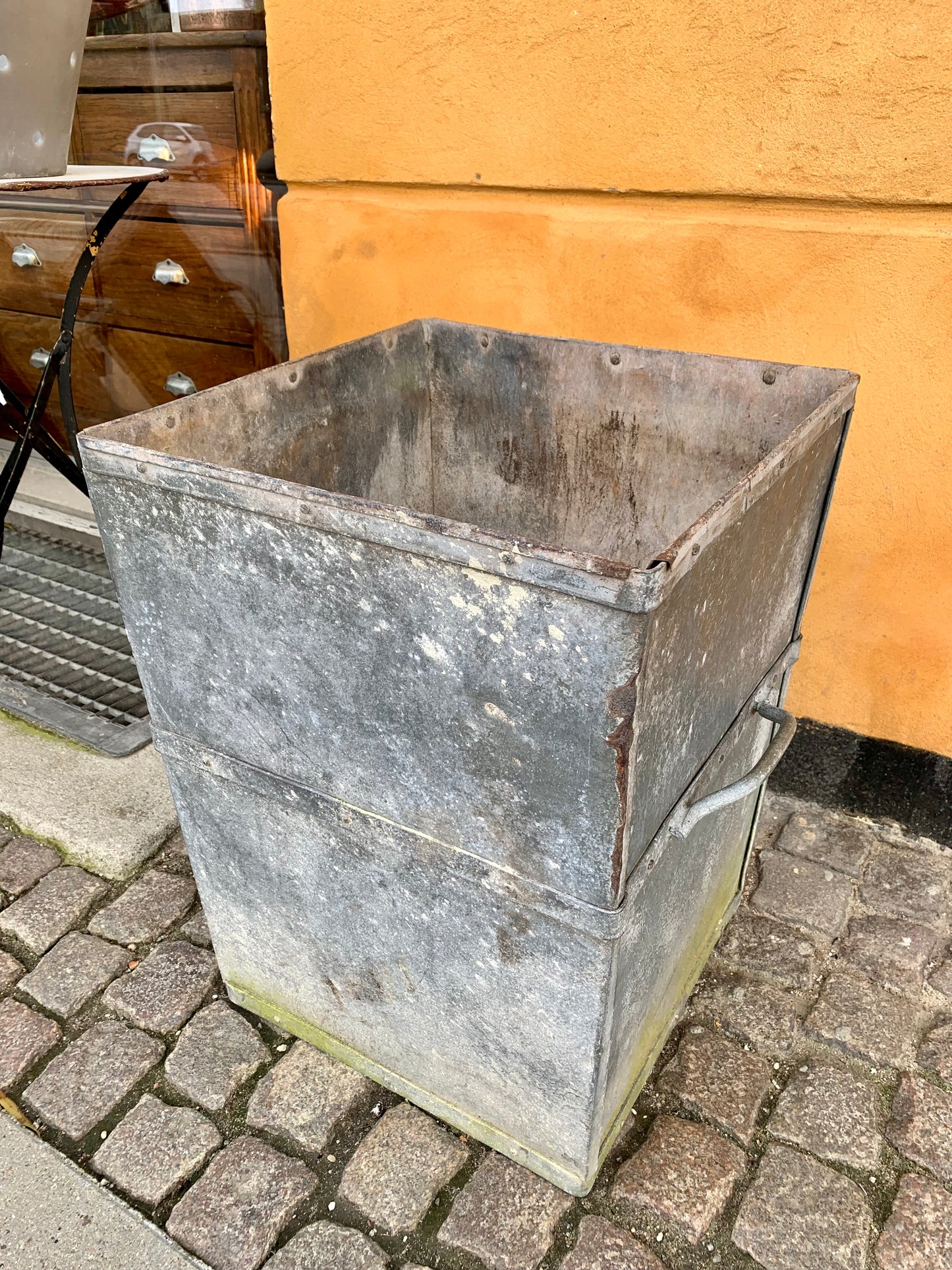 Charming Copenhagen  Vintage Zinc Garbage Can
