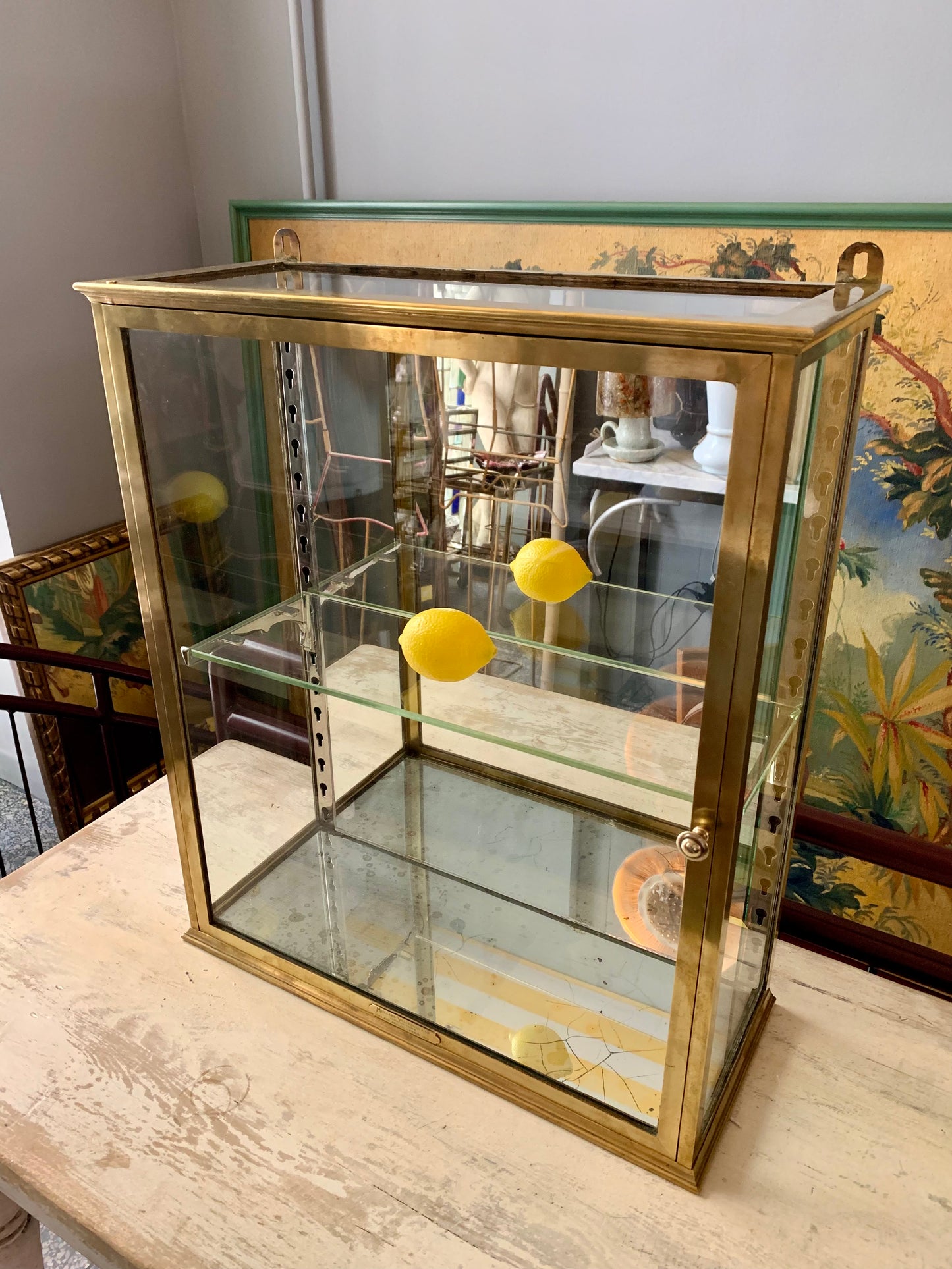 Brass Wall Display Cabinet