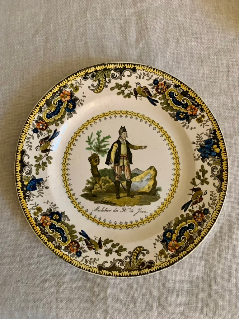 Set of 8 wonderful hand colored earthenware plates ca. 1830-40