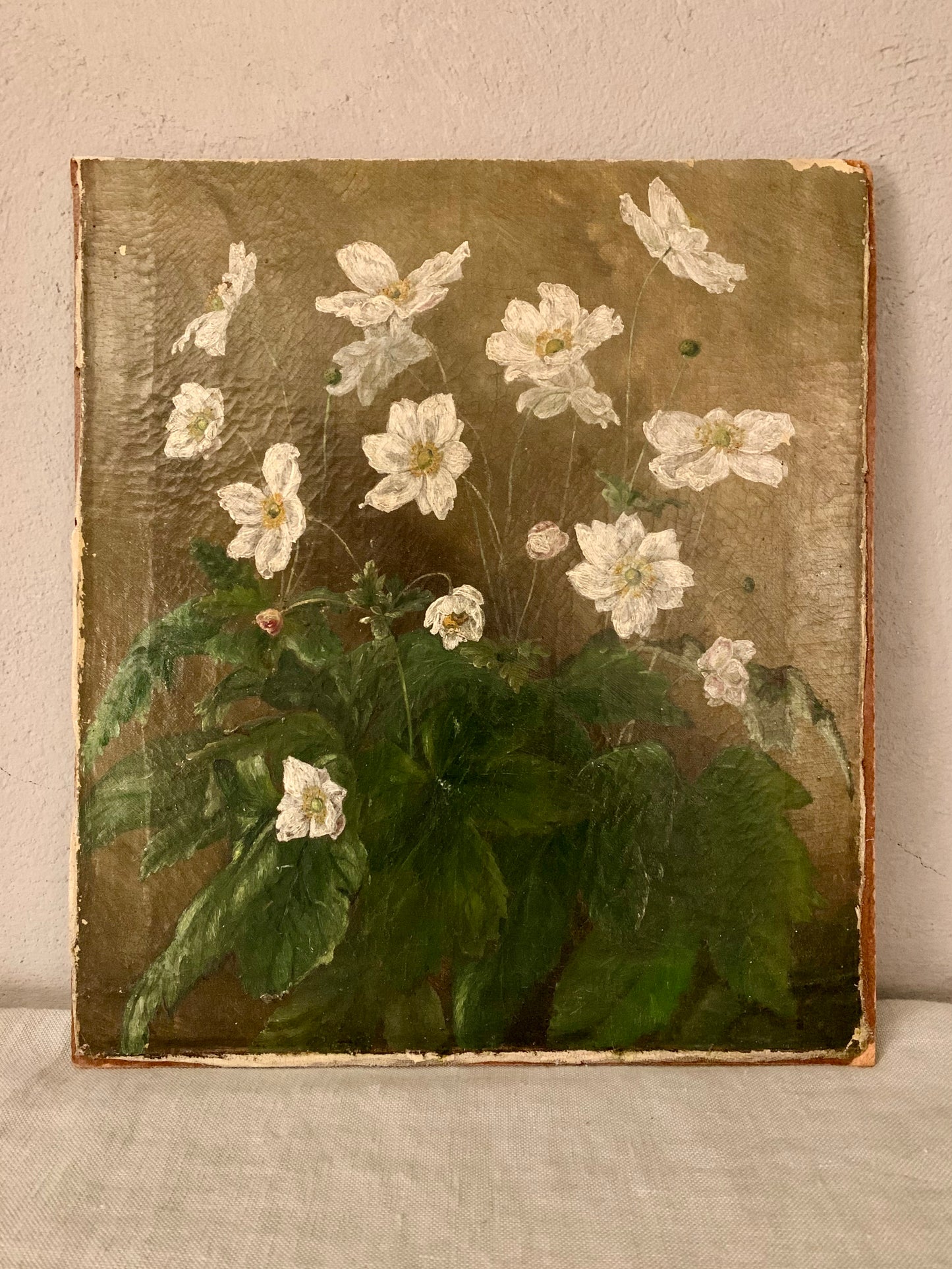 Vintage Oilpainting with Japanese Anemones