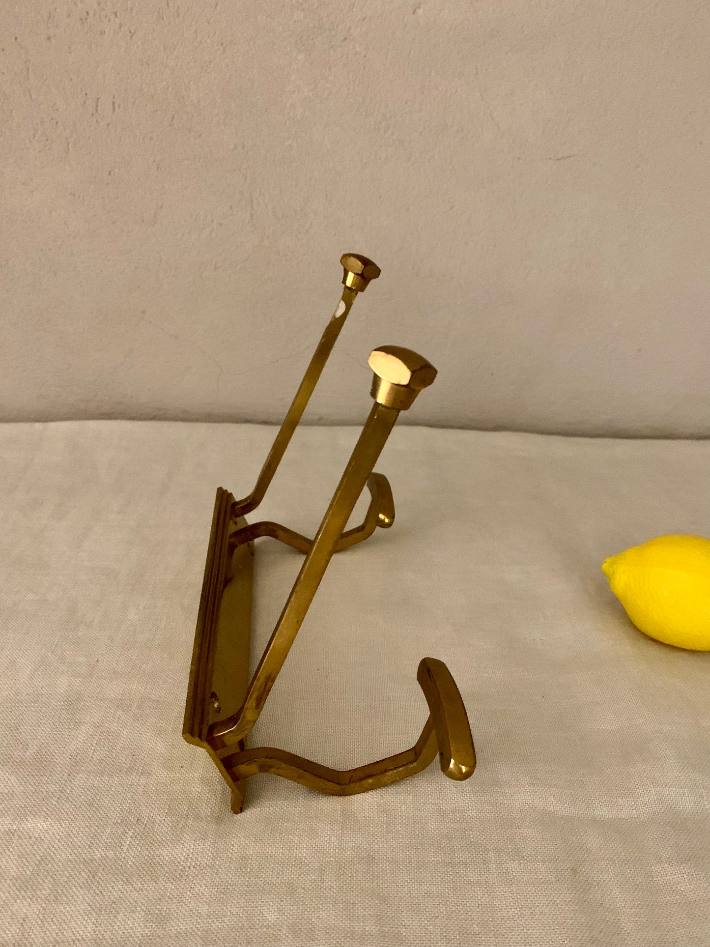 Vintage Brass Coat Rack - 2 Hooks