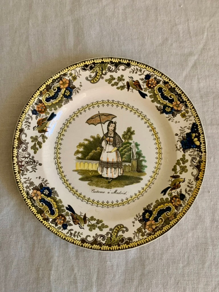 Set of 8 wonderful hand colored earthenware plates ca. 1830-40