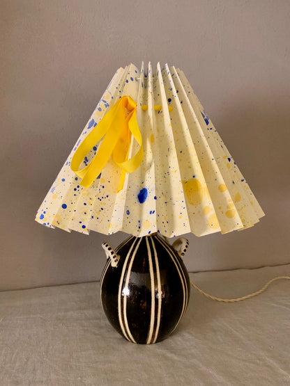 1950's Ceramic Lamp with Folded Shade