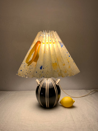 1950's Ceramic Lamp with Folded Shade