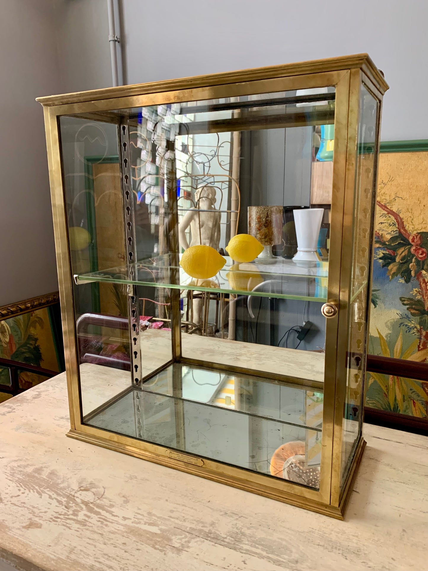 Brass Wall Display Cabinet