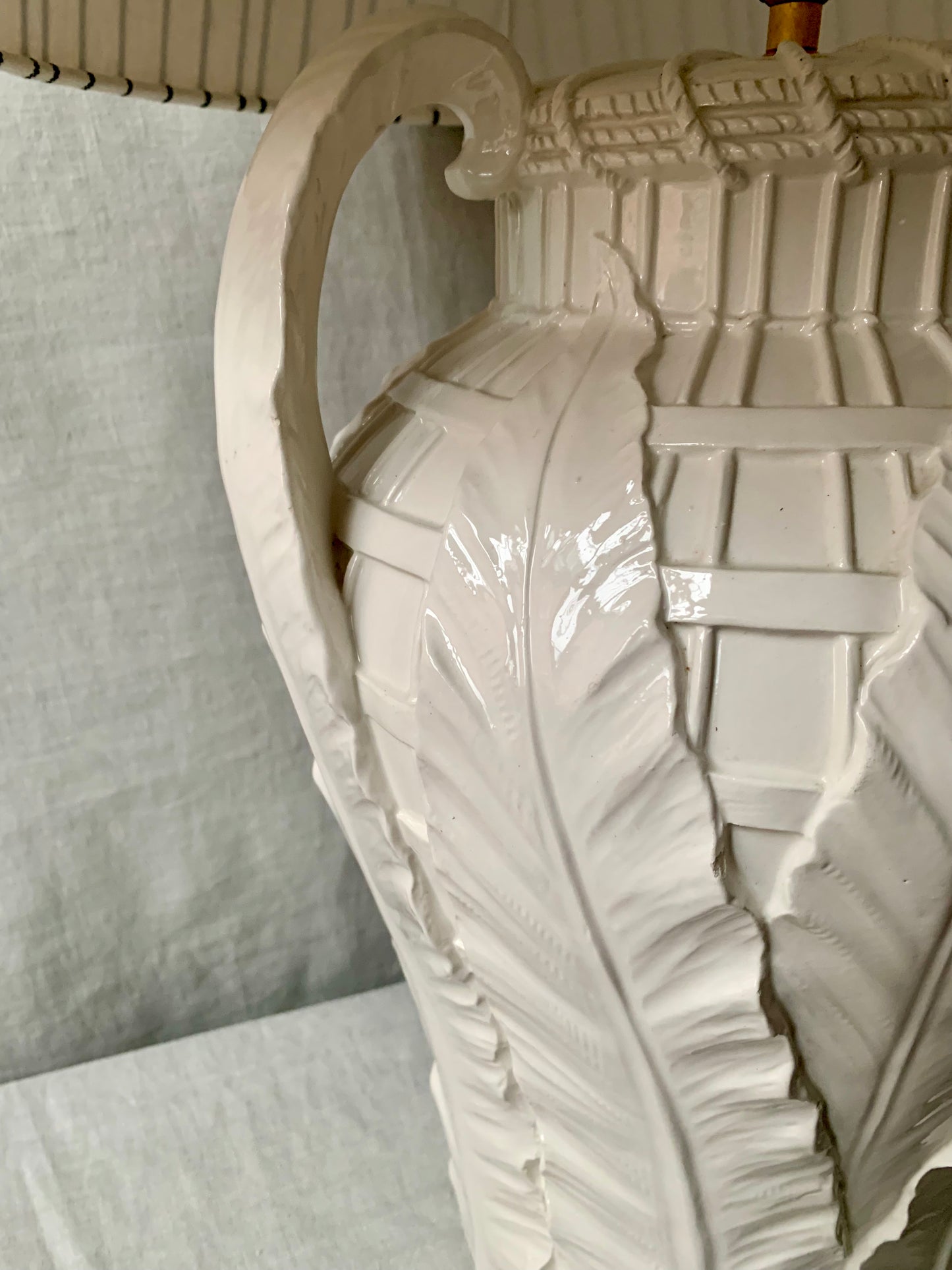 Large White Vintage Table Lamp