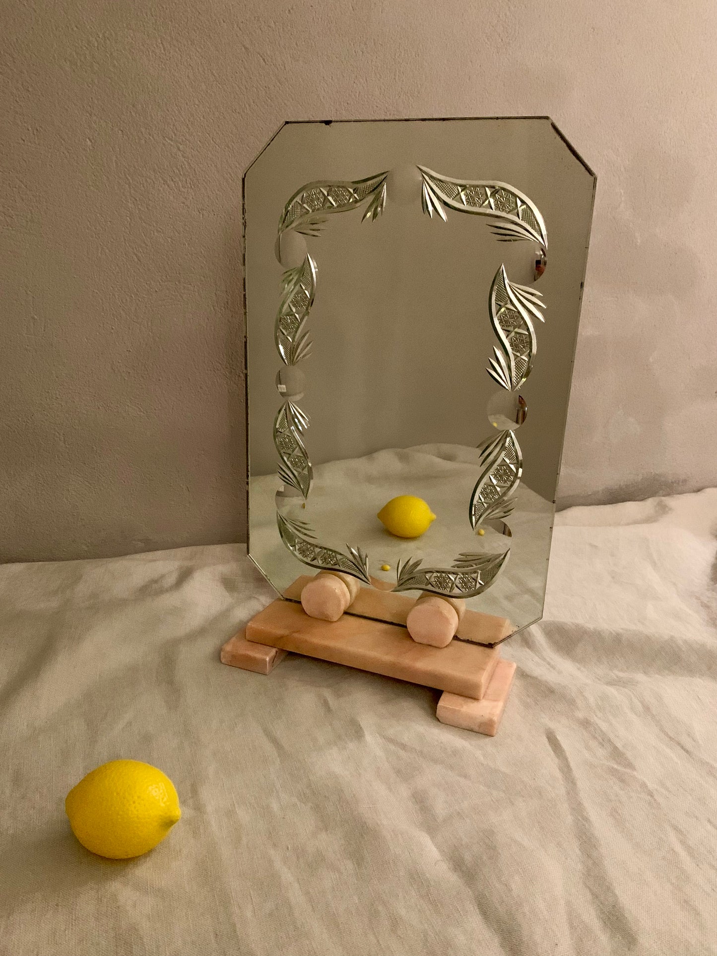 Pink Onyx Art Deco Mirror