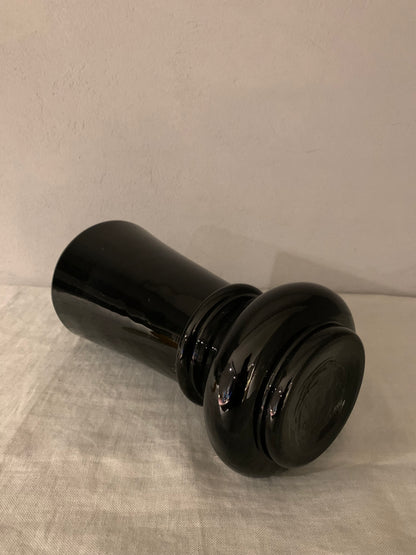 Large French Black Opal Glass Vase