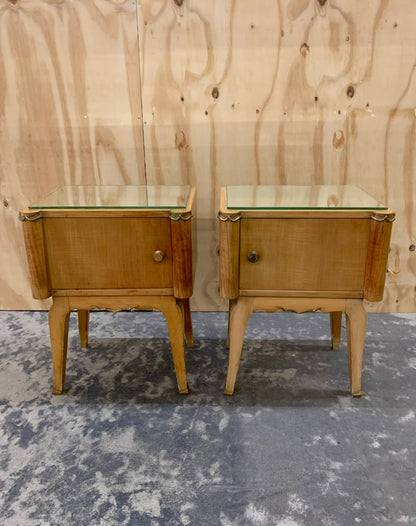 Pair of 1940's Satin Wood Bed Side Tables