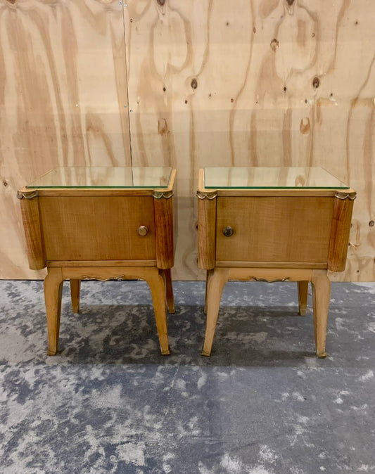 Pair of 1940's Satin Wood Bed Side Tables