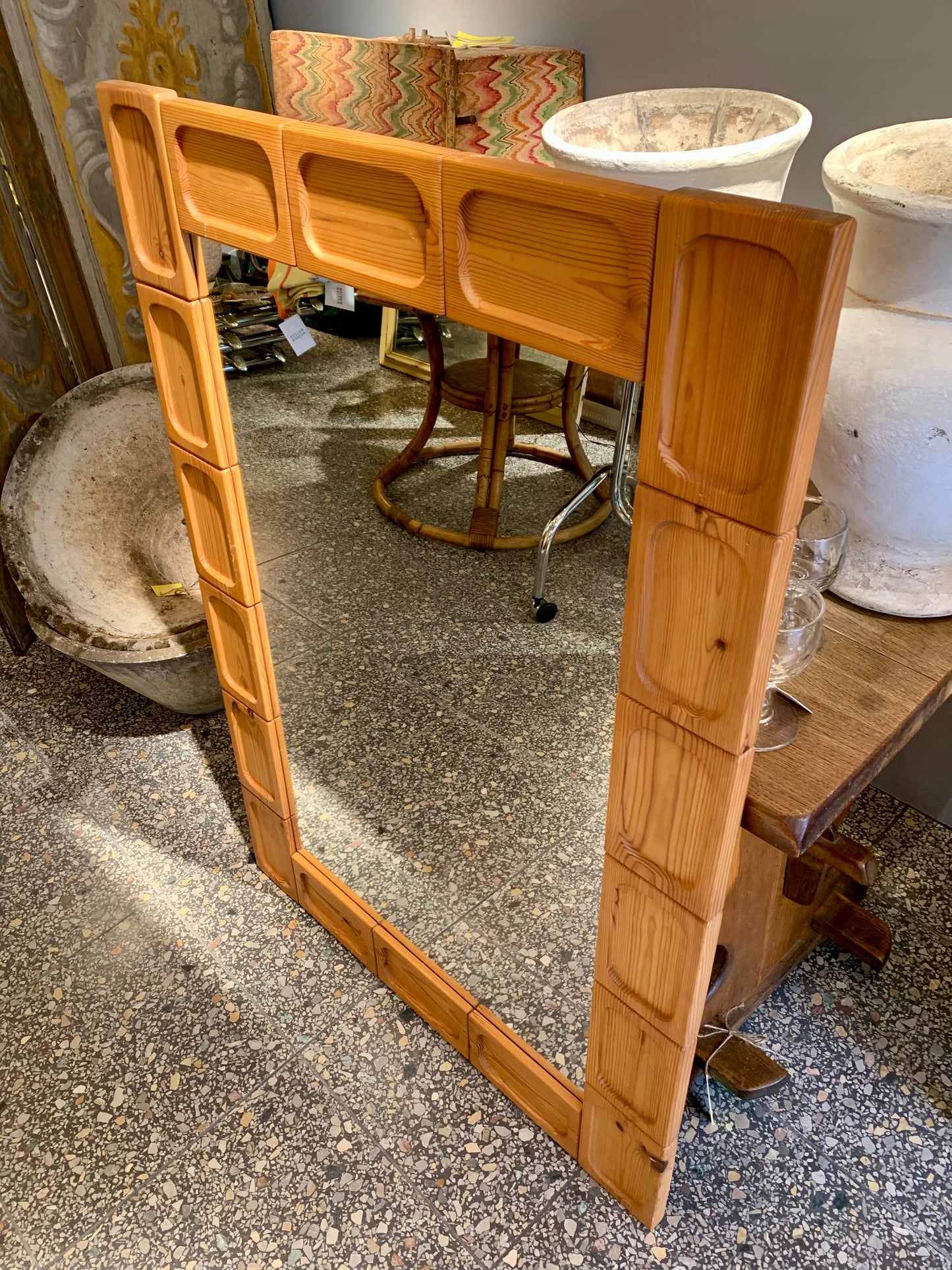 Vintage Pine Wood Mirror