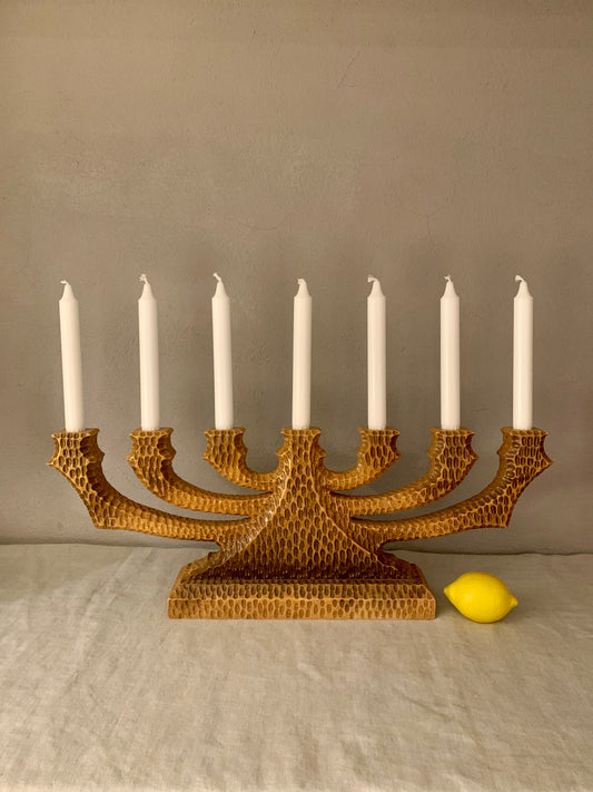 Hand crafted wooden candelabra