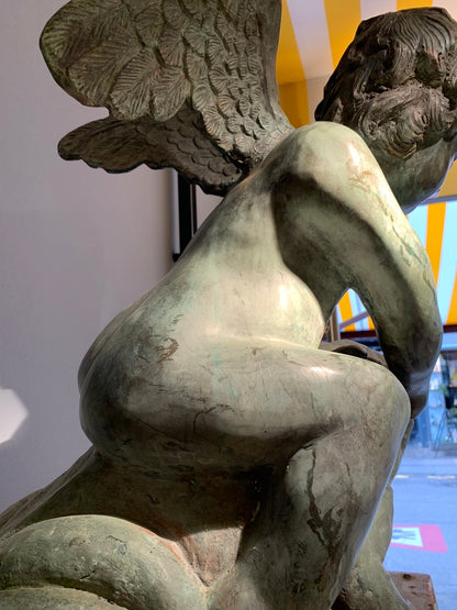 Vintage Bronze Garden Ornament/Fountain - Cherub on a Toad
