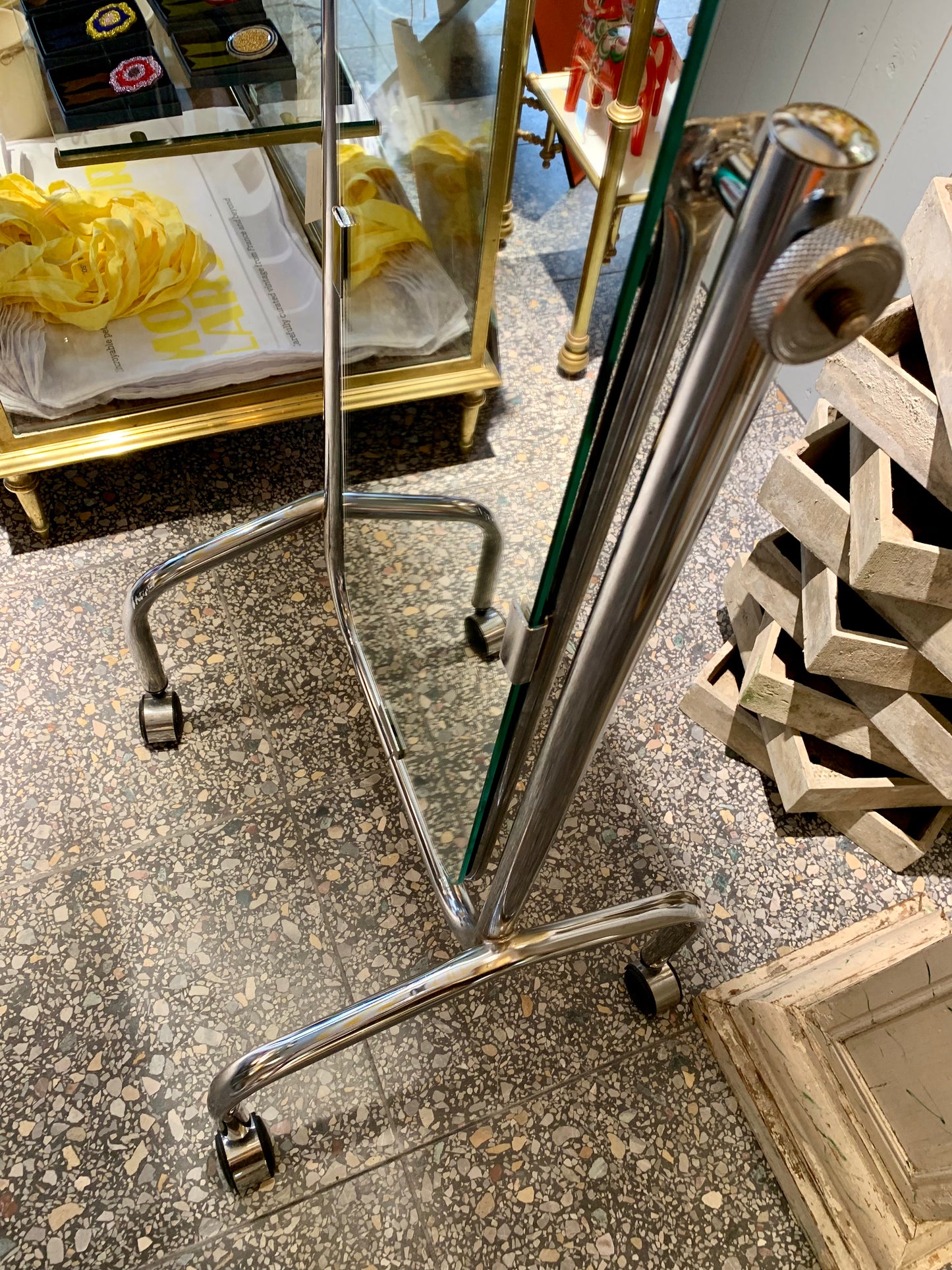 Vintage French Chrome Full Figure Mirror