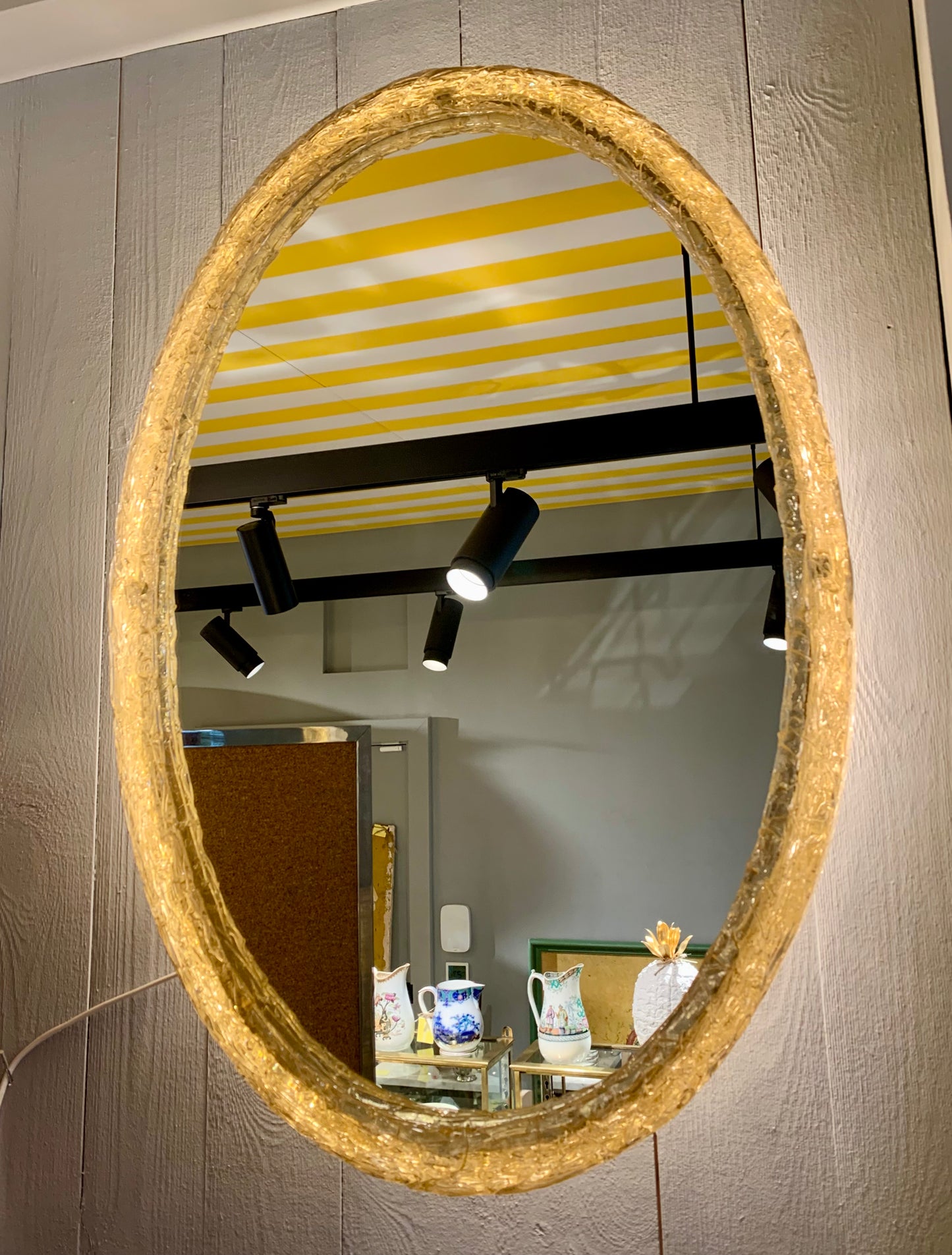 1970s Resin Frame Oval Mirror