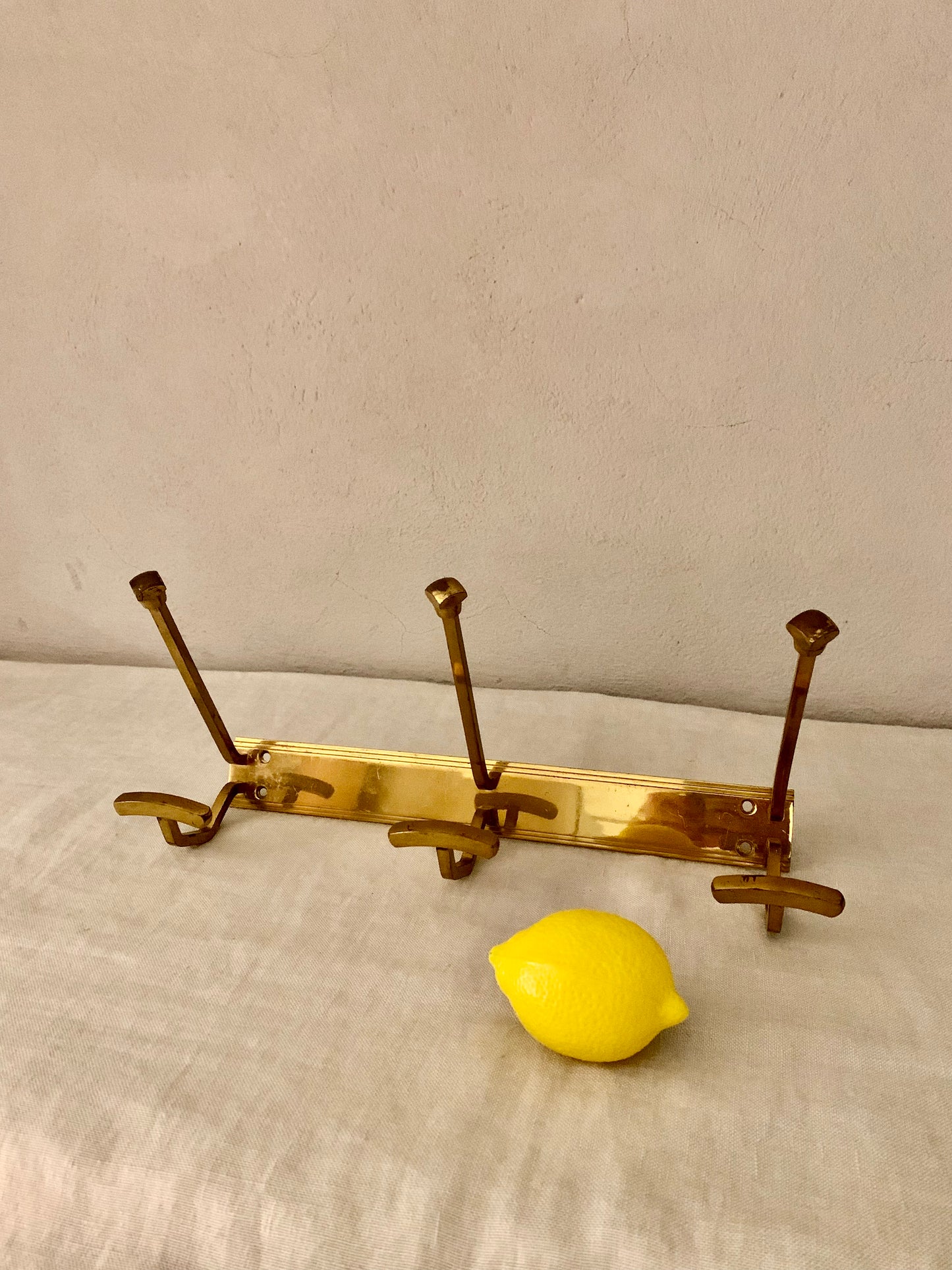 Vintage Brass Coat Rack - 3 Hooks