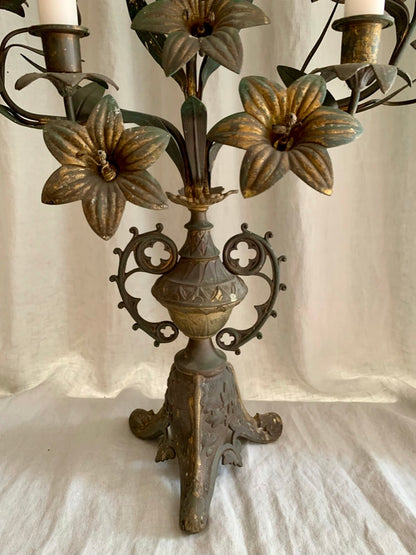 ANTIQUE FRENCH CHURCH CANDELABRA