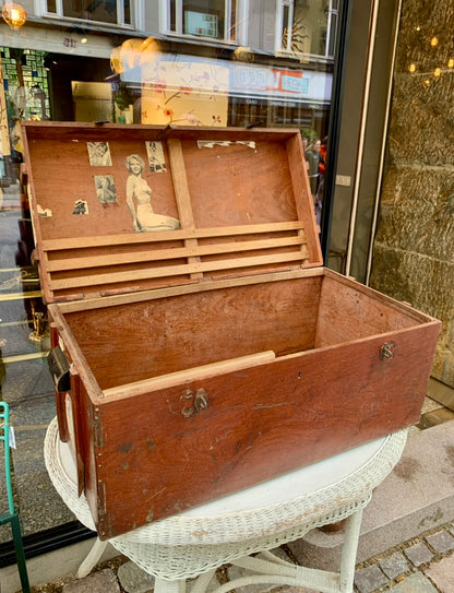 French Wooden Military Trunk