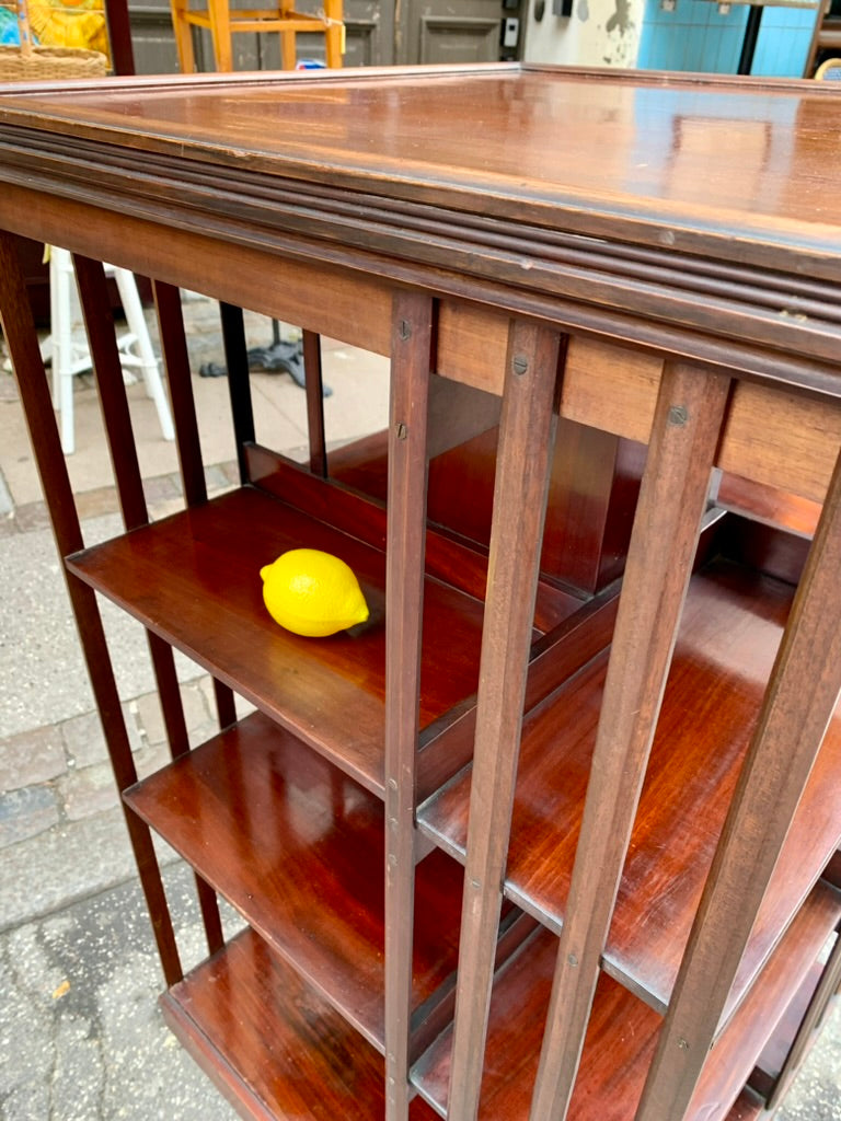 Vintage French Revolving Library Shelf