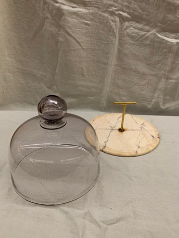 Marble cheeseboard with glass bell