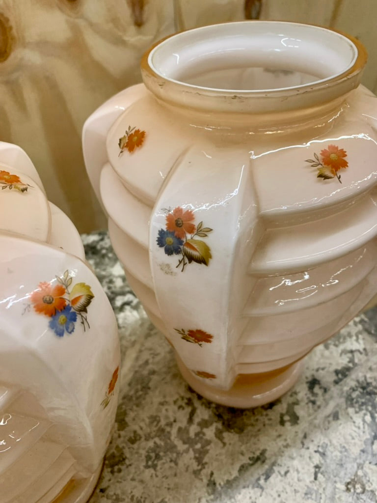 Pair of Art Deco Opal Glass Vases