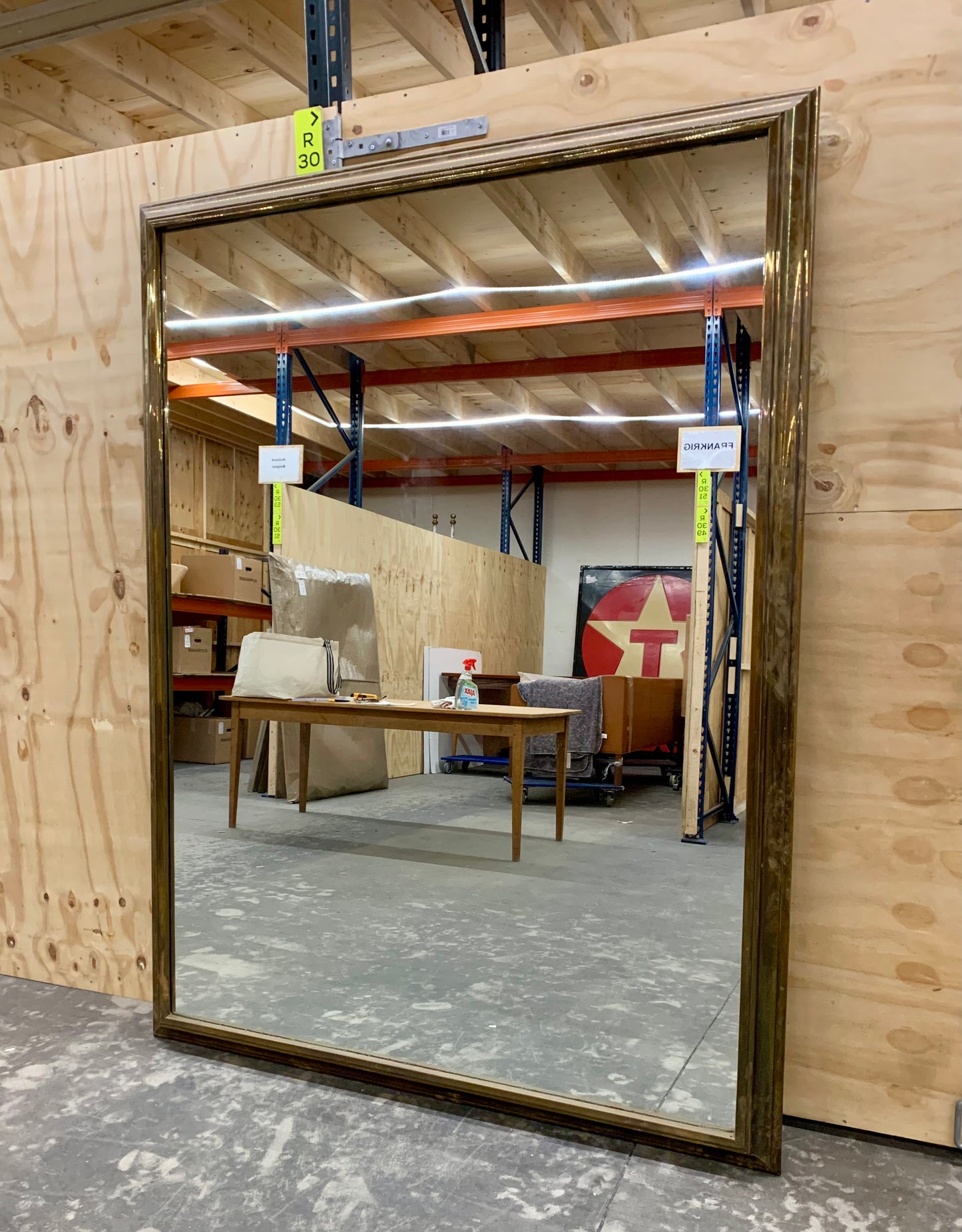 Wall Mirror with Brass Frame