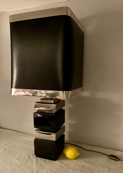 French Vintage Black/Silver Table Lamp