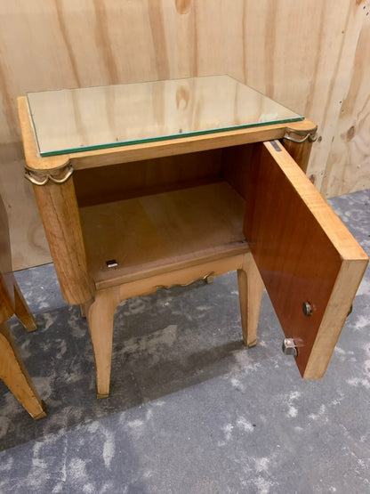 Pair of 1940's Satin Wood Bed Side Tables